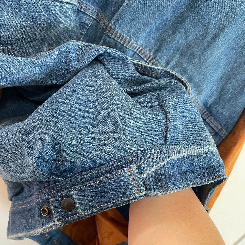 Vintage PEANUTS Charlie Brown Denim Suede bomber jacket | Size L - Picture 10 of 13